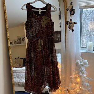 PerSeption Concept Asymmetrical Dress in Red and Brown